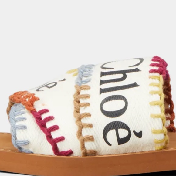 NIB $495 CHLOE Woody Logo Multicolored Stitch Sandals in size 36! - Picture 3 of 16